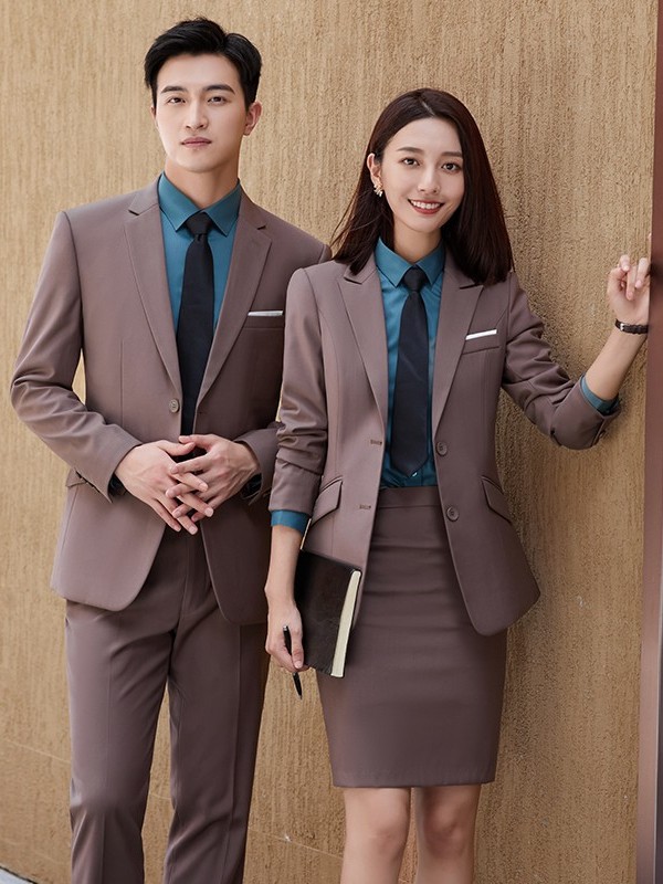 咖啡色西服職業(yè)裝 咖啡色西服職業(yè)裝